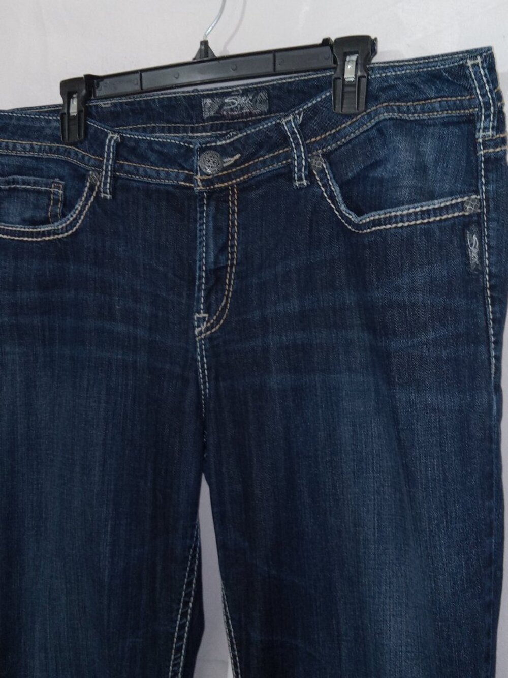 Silver Jeans Natsuki Bootcut Jeans Women's Size 18 L33 Dark Wash Thick Stitch - Picture 2 of 13
